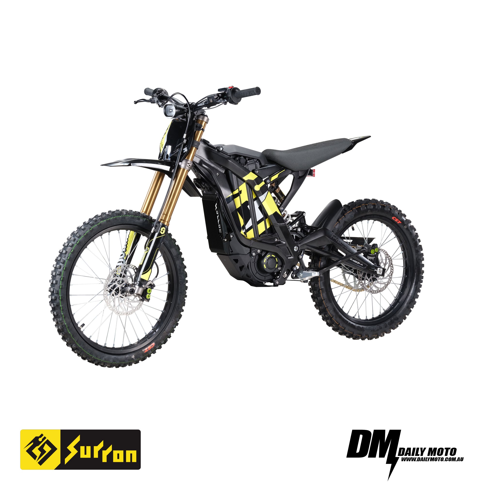 2025 Surron Light Bee X E Bike in black and yellow with off-road tires and advanced suspension system.